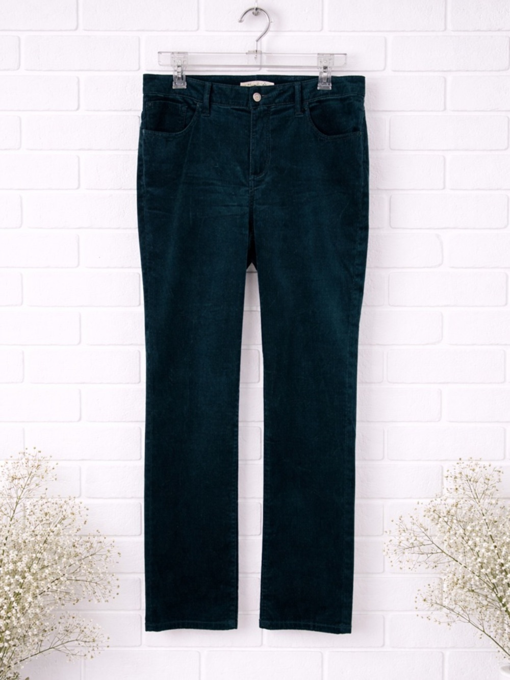 Christopher Blue Madison High Rise Straight Leg Corduroy Jeans in Green Size 16